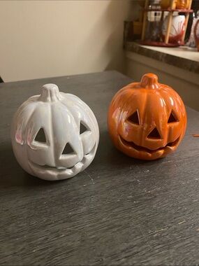 Ceramic Jack-o'-Lantern Pumpkin Decor Set